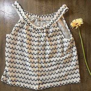 Madewell Texture & Thread Button Front Swing Tank Black White Striped Size Small